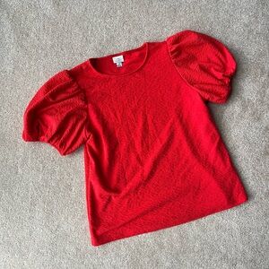 Women’s A New Day Red Puff Sleeve Short Sleeved Top Size Small